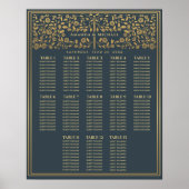 Gray Royal Medieval Sword Wedding Seding Chart Poster (Voorkant)