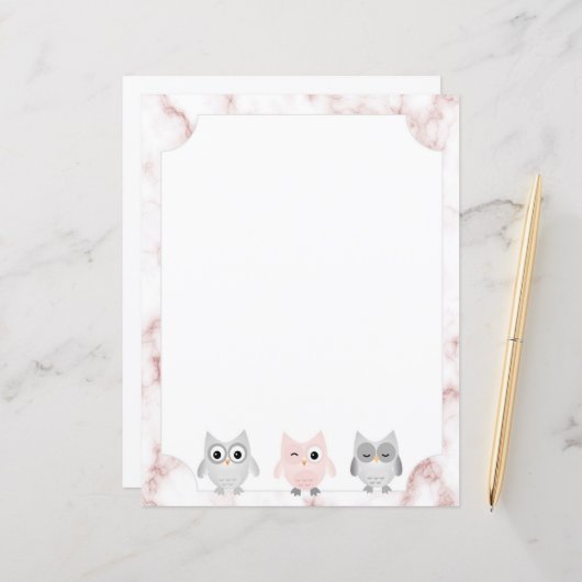 Gray & Roze bezit Roos Gold Marble Border Paper (Voorkant / Achterkant in situ)