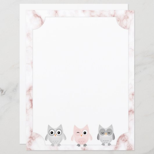 Gray & Roze bezit Roos Gold Marble Border Paper (Voorkant / Achterkant)