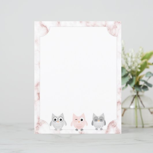 Gray & Roze bezit Roos Gold Marble Border Paper (Staand voorkant)