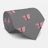 Gray Roze Butterfly Weddenschap Professional Stropdas (Opgerold)