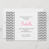 Gray & Roze Chevron Birthday Uitnodiging (Voorkant)