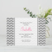 Gray & Roze Chevron Birthday Uitnodiging (Staand voorkant)