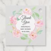 Gray & Roze Floral Hartelijk dank Baby shower Bedankjes Labels (Achterkant)