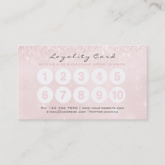 Gray Roze Loyalty Kaart Makeup Artist Lashes 10 (Achterkant)