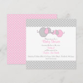 Gray & Roze mama & Baby Elephant Shower Kaart (Voorkant / Achterkant)