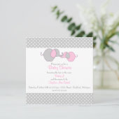 Gray & Roze mama & Baby Elephant Shower Kaart (Staand voorkant)