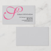 Gray Roze Monogram Professional Visitekaartje (Voorkant / Achterkant)