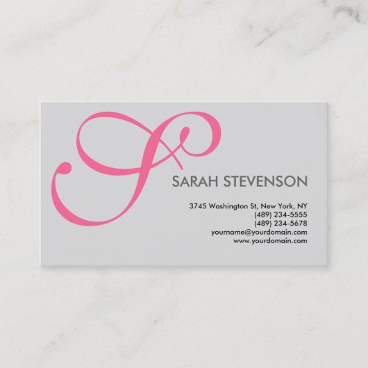 Gray Roze Monogram Professional Visitekaartje (Voorkant)