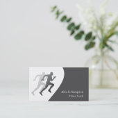 Gray Runner Fitness Coach Business Sjabloon Visitekaartje (Staand voorkant)
