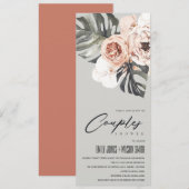 GRAY RUST FLORAL MONSTERA LAAT KOPPELS SHOWER KAART (Voorkant / Achterkant)