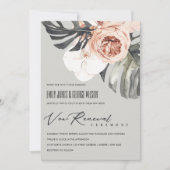 GRAY RUST FLORAL MONSTRERA LEAF VOW RENEWAL INVITE BEDANKKAART (Voorkant)