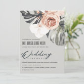 GRAY RUST FLORAL MONSTRERA LEAF WEDDING INVITE BEDANKKAART (Staand voorkant)