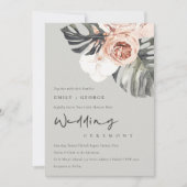 GRAY RUST FLORAL MONSTRERA LEAF WEDDING INVITE BEDANKKAART (Voorkant)