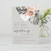GRAY RUST FLORAL MONSTRERA LEAF WEDDING INVITE BEDANKKAART (Staand voorkant)