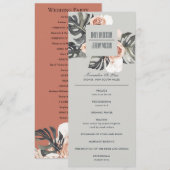 GRAY RUST MONSTERA FLORAL WEDDING CEREMONY PROGRAM MENU (Voorkant / Achterkant)