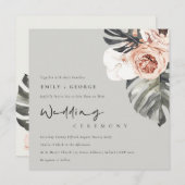 GRAY RUST MONSTRERA WATERVERF FLORAL WEDING KAART (Voorkant / Achterkant)