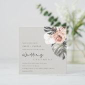 GRAY RUST MONSTRERA WATERVERF FLORAL WEDING KAART (Staand voorkant)