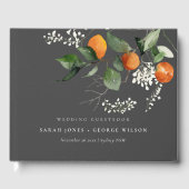Gray Rustic Boho Oranje Blossom Botanical Wedding Gastenboek (Voorkant)
