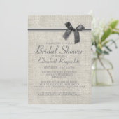 Gray Rustic Burlap Bridal Shower Invitations Kaart (Staand voorkant)