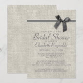 Gray Rustic Burlap Bridal Shower Invitations Kaart (Voorkant / Achterkant)