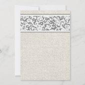 Gray Rustic Burlap Linen Bridal Shower Invitations Kaart (Achterkant)