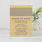 Gray Rustic Chevron Afstuderen Invite Kaart (Staand voorkant)