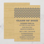 Gray Rustic Chevron Afstuderen Invite Kaart (Voorkant / Achterkant)