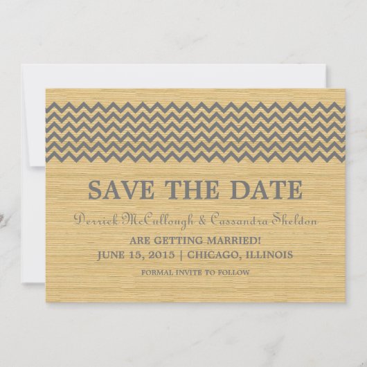 Gray Rustic Chevron Save the Date Invite Kaart (Voorkant)
