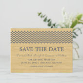 Gray Rustic Chevron Save the Date Invite Kaart (Staand voorkant)