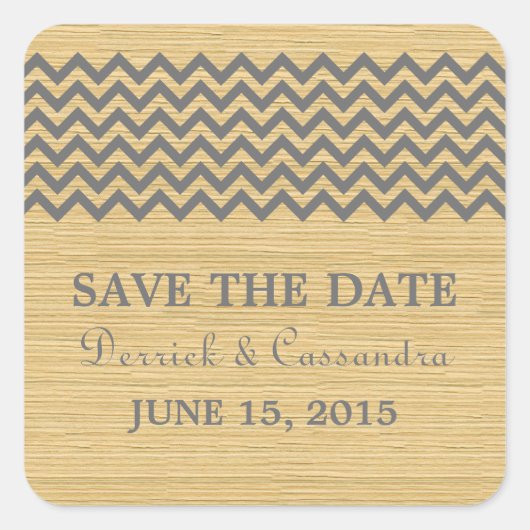 Gray Rustic Chevron Save the Date Stickers (Voorkant)