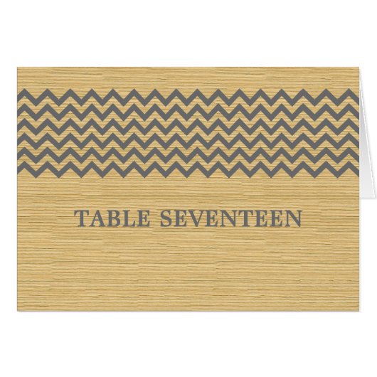 Gray Rustic Chevron Table Number Kaart (Voorkant Horizontaal)
