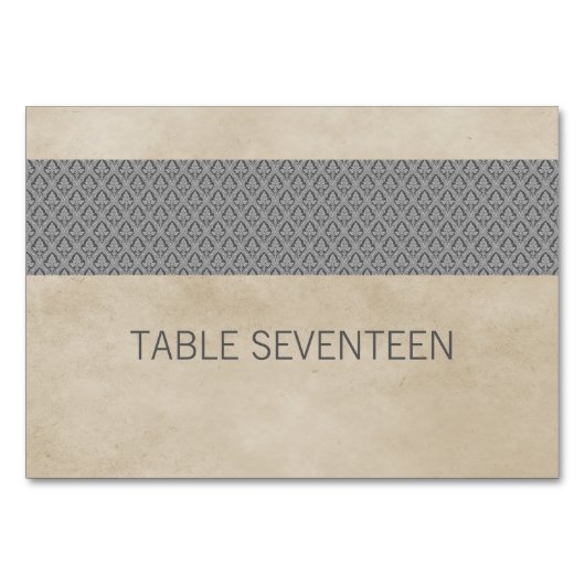 Gray Rustic Damask Table Kaart (Voorkant)