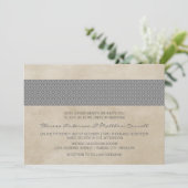 Gray Rustic Damask Wedding Invite Kaart (Staand voorkant)
