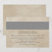 Gray Rustic Damask Wedding Invite Kaart (Voorkant / Achterkant)