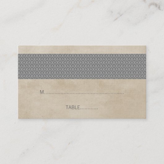 Gray Rustic Damask Wedding Place Card Plaatskaartje (Voorkant)