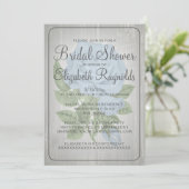 Gray Rustic Floral Bridal Shower Invitations Kaart (Staand voorkant)