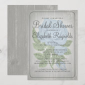 Gray Rustic Floral Bridal Shower Invitations Kaart (Voorkant / Achterkant)