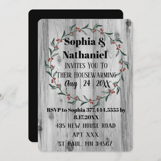 Gray Rustic Herfst House Warming Party Celebration Kaart (Voorkant / Achterkant)