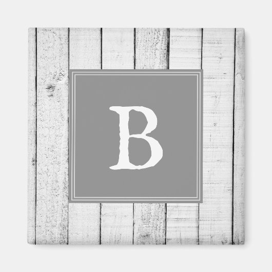 Gray Rustic Monogram Magnet (Voorkant)