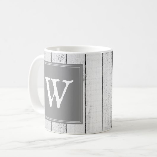 Gray Rustic Monogram Mok (Voorkant links)