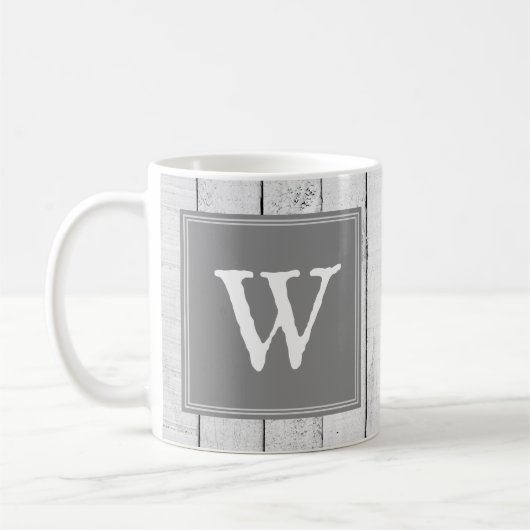 Gray Rustic Monogram Mok (Links)