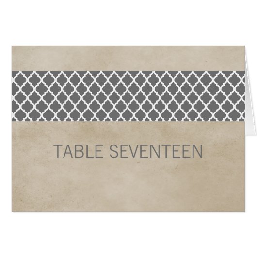 Gray Rustic Quatrefoil Table Number Kaart (Voorkant Horizontaal)