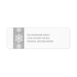 Gray Rustic Snowflake Holiday Etiket