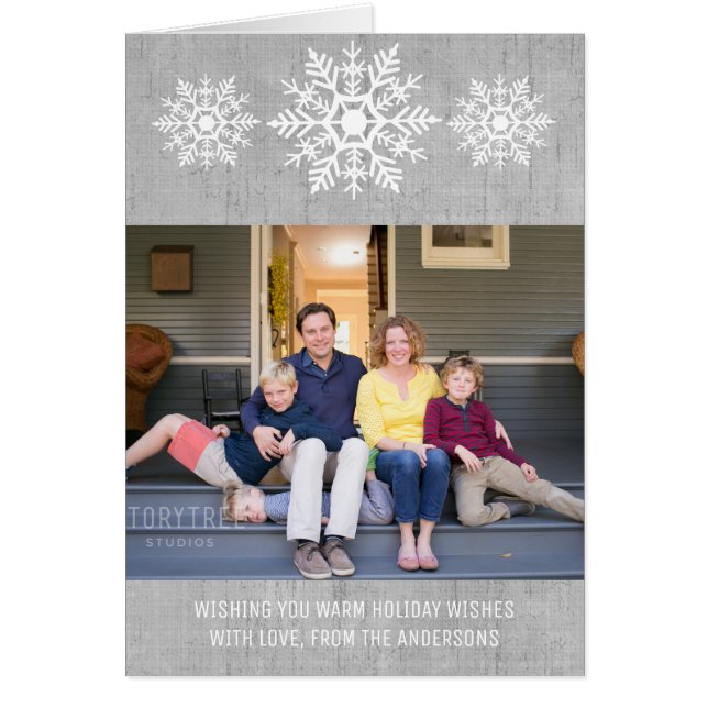 Gray Rustic Snowflake Holiday Foto (Voorkant)