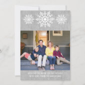 Gray Rustic Snowflake Holiday Foto Feestdagenkaart (Voorkant)