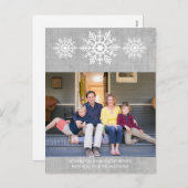 Gray Rustic Snowflake Holiday Foto Feestdagenkaart (Voorkant / Achterkant)