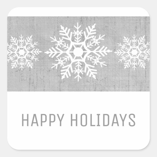 Gray Rustic Snowflake Holiday Vierkante Sticker (Voorkant)
