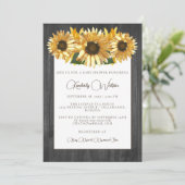 Gray Rustic Sunflower Baby shower Invitation Kaart (Staand voorkant)