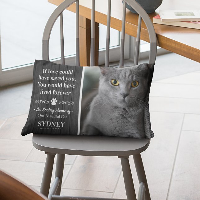 Gray Rustic Wood Elegant Foto Cat Memorial Accent Kussen (Creator heeft geüpload)